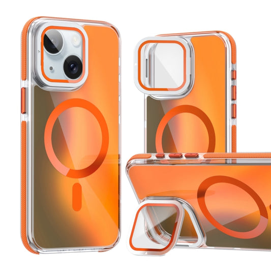 MagSafe Gradient Color Lens Film Phone Case with Lens Fold Holder, For iPhone 15 Plus, For iPhone 15, For iPhone 14 Plus, For iPhone 14 / 13, For iPhone 14 Pro, For iPhone 14 Pro Max