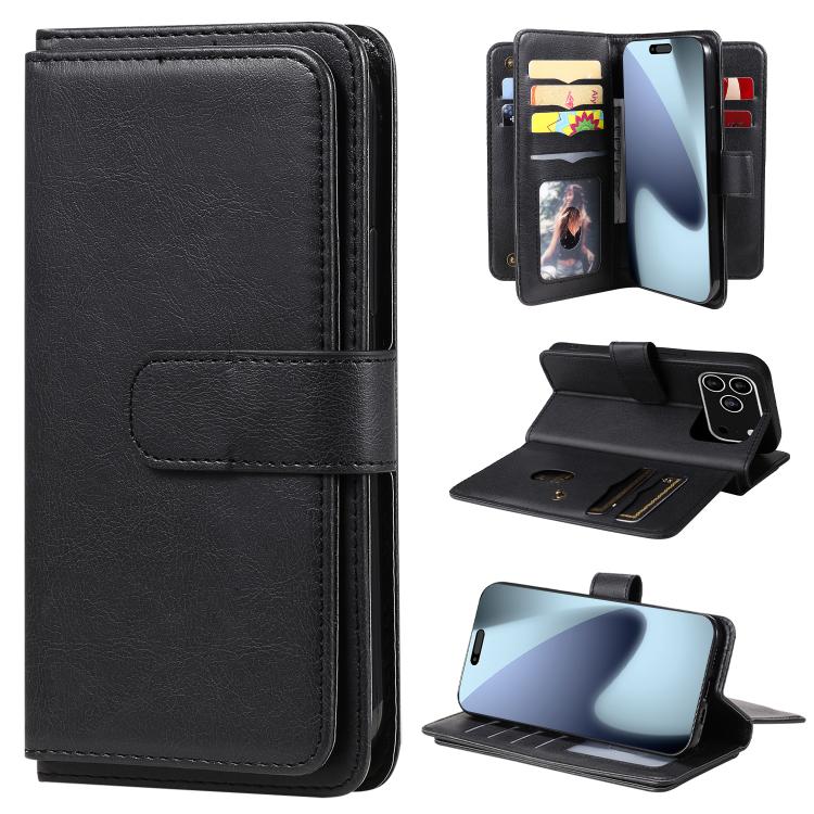 Multi-Function Wallet 10 Card Slots Leather Phone Case, For iPhone 17e / 16e, For iPhone 17 Pro Max, For iPhone 17 Pro, For iPhone 17