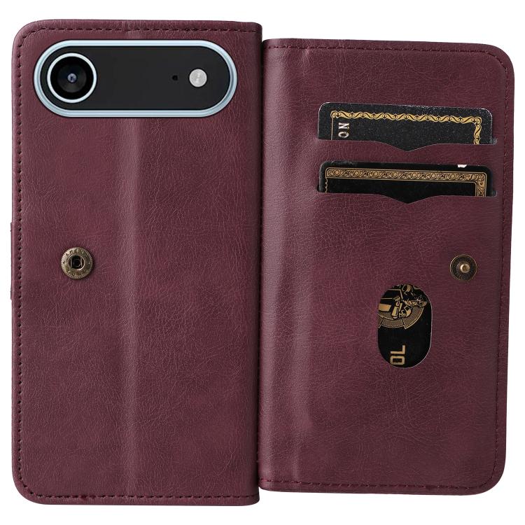 Multi-Function Wallet 10 Card Slots Leather Phone Case, iPhone 16e, For iPhone 16 Pro Max, For iPhone 16 Pro, For iPhone 16 Plus