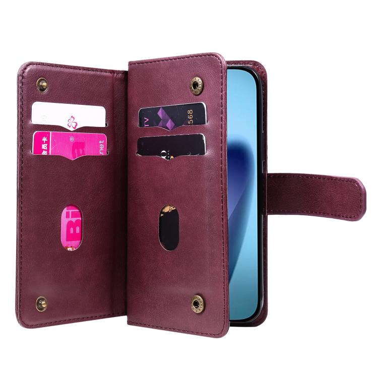 Multi-Function Wallet 10 Card Slots Leather Phone Case, iPhone 16e, For iPhone 16 Pro Max, For iPhone 16 Pro, For iPhone 16 Plus