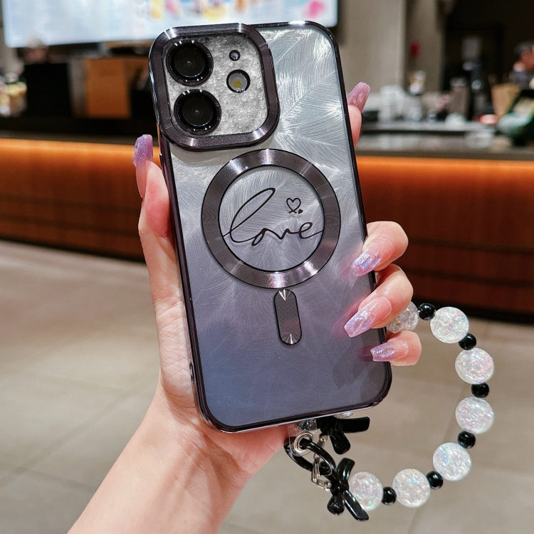 Dual-Love Feather  Gradient Glitter Bracelets Magsafe TPU Phone Case, For iPhone 13 Pro Max, For iPhone 13 Pro, For iPhone 13, For iPhone 12
