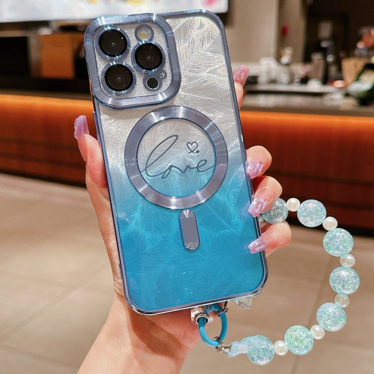 Dual-Love Feather  Gradient Glitter Bracelets Magsafe TPU Phone Case, For iPhone 12 Pro Max, For iPhone 12 Pro, For iPhone 11 Pro Max, For iPhone 11