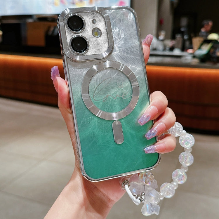 Dual-Love Feather  Gradient Glitter Bracelets Magsafe TPU Phone Case, For iPhone 12 Pro Max, For iPhone 12 Pro, For iPhone 11 Pro Max, For iPhone 11