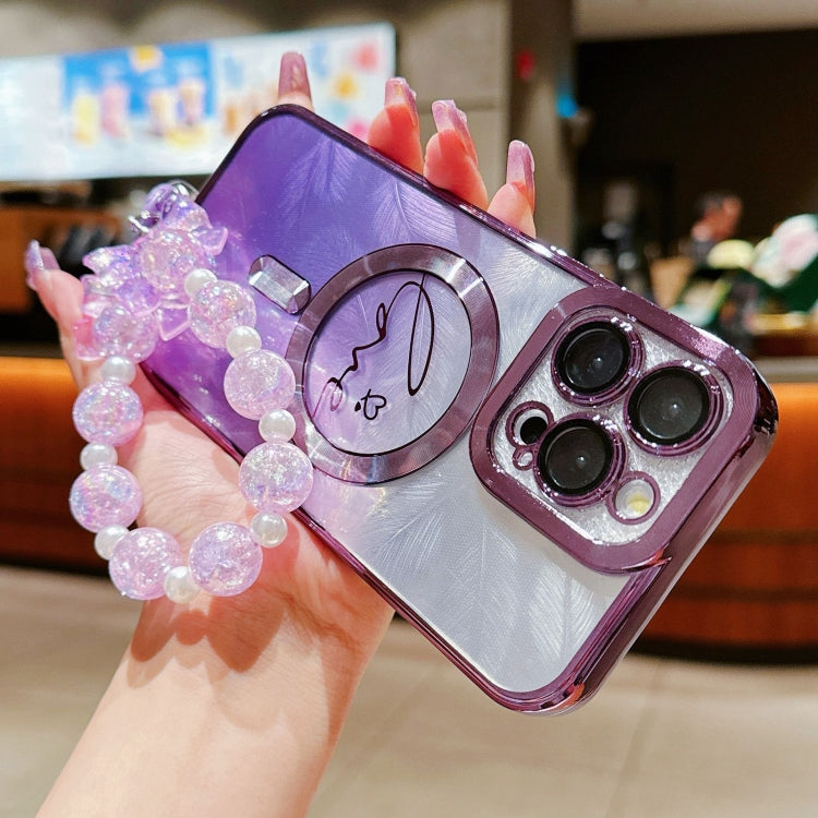 Dual-Love Feather  Gradient Glitter Bracelets Magsafe TPU Phone Case, For iPhone 12 Pro Max, For iPhone 12 Pro, For iPhone 11 Pro Max, For iPhone 11