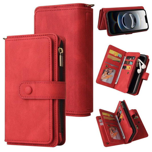 Skin Feel Multi Card Slots Zipper Wallet Leather Phone Case, For iPhone 17e / 16e, For iPhone 17 Pro Max, For iPhone 17 Pro, For iPhone 17, For iPhone Air, For iPhone 16 Pro Max
