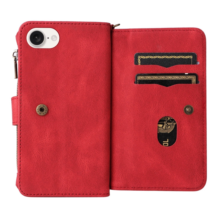Skin Feel Multi Card Slots Zipper Wallet Leather Phone Case, For iPhone 17e / 16e, For iPhone 17 Pro Max, For iPhone 17 Pro, For iPhone 17, For iPhone Air, For iPhone 16 Pro Max