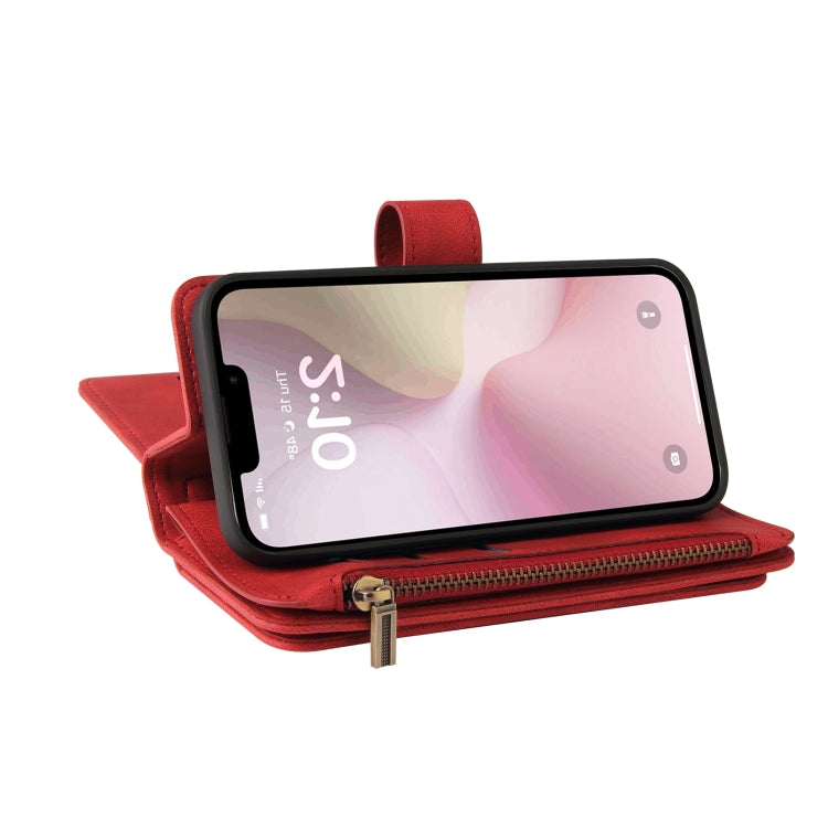 Skin Feel Multi Card Slots Zipper Wallet Leather Phone Case, For iPhone 17e / 16e, For iPhone 17 Pro Max, For iPhone 17 Pro, For iPhone 17, For iPhone Air, For iPhone 16 Pro Max