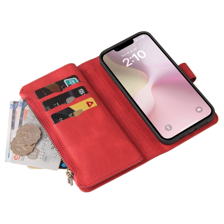 Skin Feel Multi Card Slots Zipper Wallet Leather Phone Case, For iPhone 17e / 16e, For iPhone 17 Pro Max, For iPhone 17 Pro, For iPhone 17, For iPhone Air, For iPhone 16 Pro Max