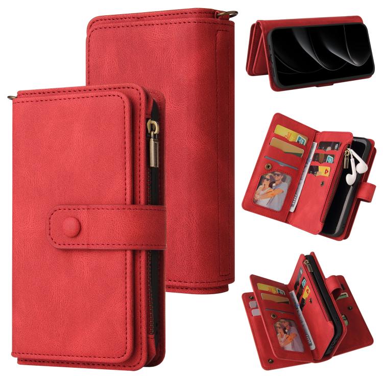 Skin Feel Multi Card Slots Zipper Wallet Leather Phone Case, For iPhone 17e / 16e, For iPhone 17 Pro Max, For iPhone 17 Pro, For iPhone 17, For iPhone Air, For iPhone 16 Pro Max