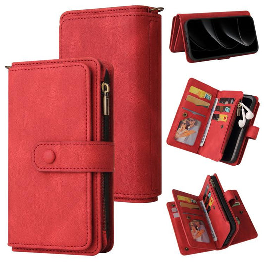 Skin Feel Multi Card Slots Zipper Wallet Leather Phone Case, For iPhone 17e / 16e, For iPhone 17 Pro Max, For iPhone 17 Pro, For iPhone 17, For iPhone Air, For iPhone 16 Pro Max