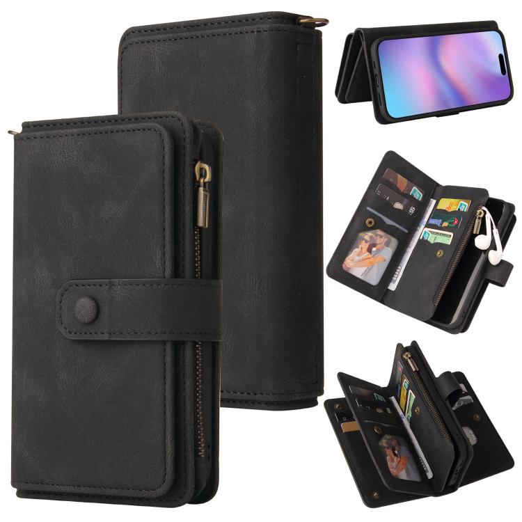 Skin Feel Multi Card Slots Zipper Wallet Leather Phone Case, For iPhone 17e / 16e, For iPhone 17 Pro Max, For iPhone 17 Pro, For iPhone 17, For iPhone Air, For iPhone 16 Pro Max