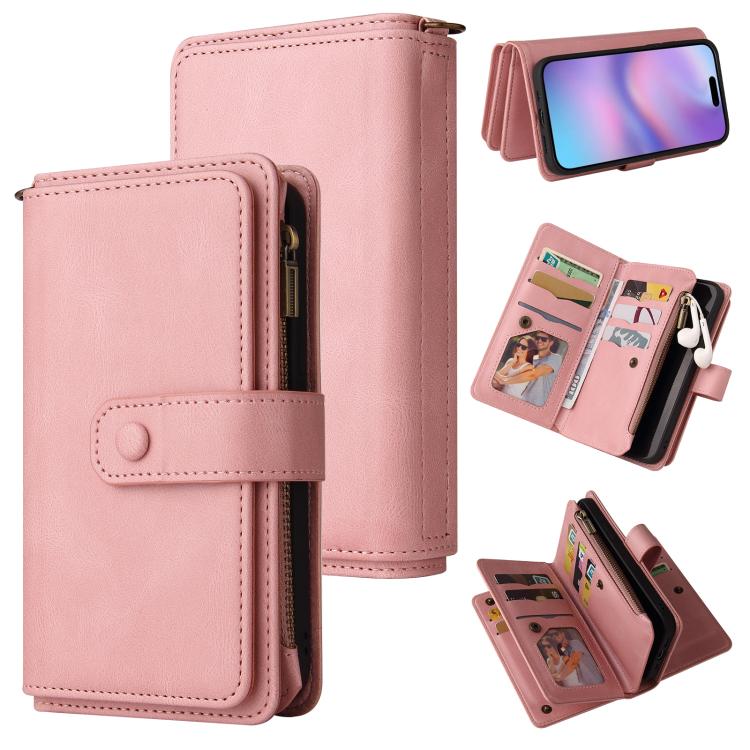 Skin Feel Multi Card Slots Zipper Wallet Leather Phone Case, For iPhone 17e / 16e, For iPhone 17 Pro Max, For iPhone 17 Pro, For iPhone 17, For iPhone Air, For iPhone 16 Pro Max