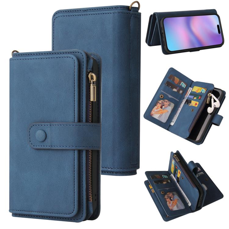 Skin Feel Multi Card Slots Zipper Wallet Leather Phone Case, For iPhone 17e / 16e, For iPhone 17 Pro Max, For iPhone 17 Pro, For iPhone 17, For iPhone Air, For iPhone 16 Pro Max