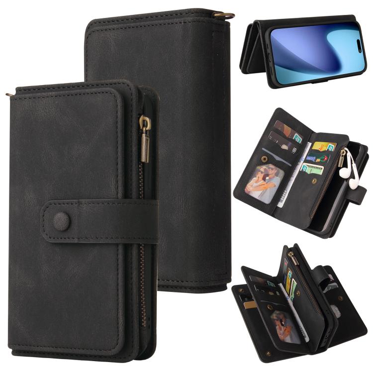 Skin Feel Multi Card Slots Zipper Wallet Leather Phone Case, For iPhone 17e / 16e, For iPhone 17 Pro Max, For iPhone 17 Pro, For iPhone 17, For iPhone Air, For iPhone 16 Pro Max
