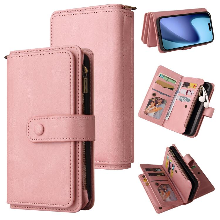 Skin Feel Multi Card Slots Zipper Wallet Leather Phone Case, For iPhone 17e / 16e, For iPhone 17 Pro Max, For iPhone 17 Pro, For iPhone 17, For iPhone Air, For iPhone 16 Pro Max