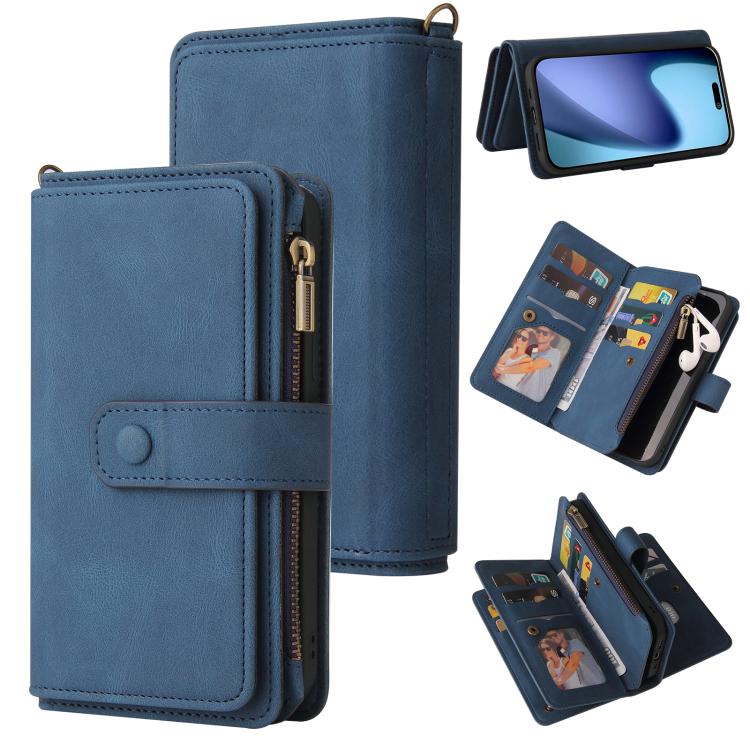 Skin Feel Multi Card Slots Zipper Wallet Leather Phone Case, For iPhone 17e / 16e, For iPhone 17 Pro Max, For iPhone 17 Pro, For iPhone 17, For iPhone Air, For iPhone 16 Pro Max