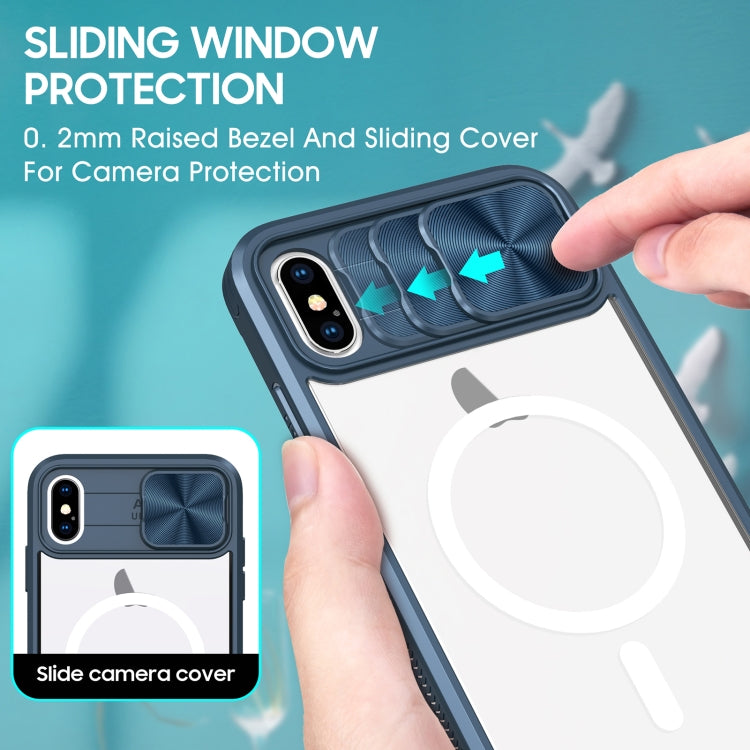 Clear Acrylic + PC + TPU MagSafe Lens Sliding Cover Full Coverage Phone Case, For iPhone XS Max
