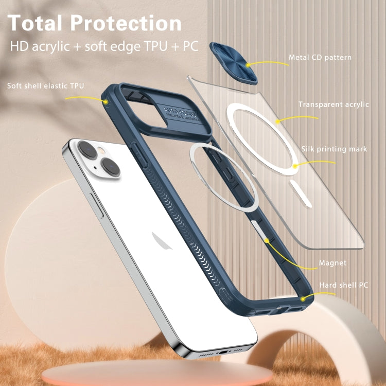 Clear Acrylic + PC + TPU MagSafe Lens Sliding Cover Full Coverage Phone Case, For iPhone 14 / 13, For  iPhone 14 Pro Max, For iPhone 12