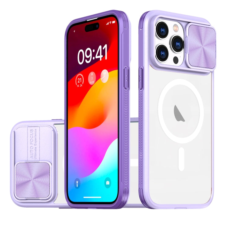 Clear Acrylic + PC + TPU MagSafe Lens Sliding Cover Full Coverage Phone Case, For iPhone 14 / 13, For  iPhone 14 Pro Max, For iPhone 12