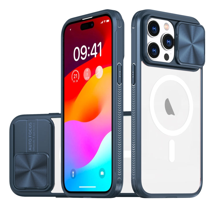 Clear Acrylic + PC + TPU MagSafe Lens Sliding Cover Full Coverage Phone Case, For iPhone 16, For  iPhone 15 Pro Max, For iPhone 14 Plus