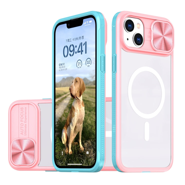 Clear Acrylic + PC + TPU MagSafe Lens Sliding Cover Full Coverage Phone Case, For iPhone 16, For  iPhone 15 Pro Max, For iPhone 14 Plus