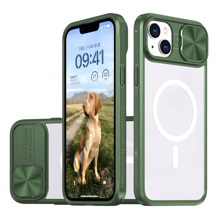Clear Acrylic + PC + TPU MagSafe Lens Sliding Cover Full Coverage Phone Case, For iPhone 16, For  iPhone 15 Pro Max, For iPhone 14 Plus