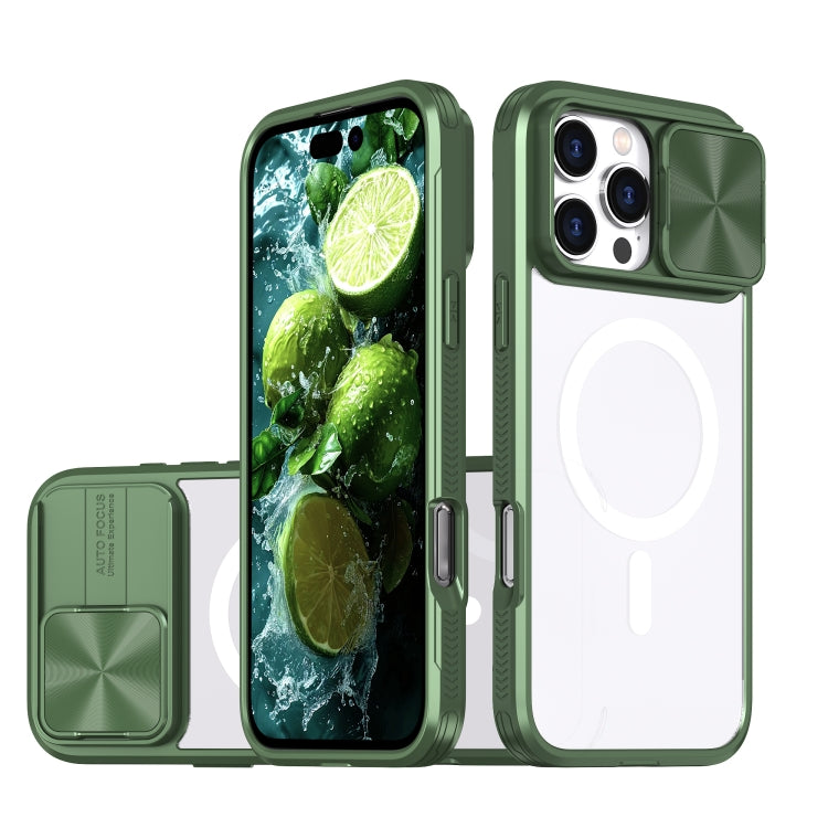 Clear Acrylic + PC + TPU MagSafe Lens Sliding Cover Full Coverage Phone Case, For iPhone 16 Pro Max, For iPhone 16 Pro, For iPhone 16 Plus