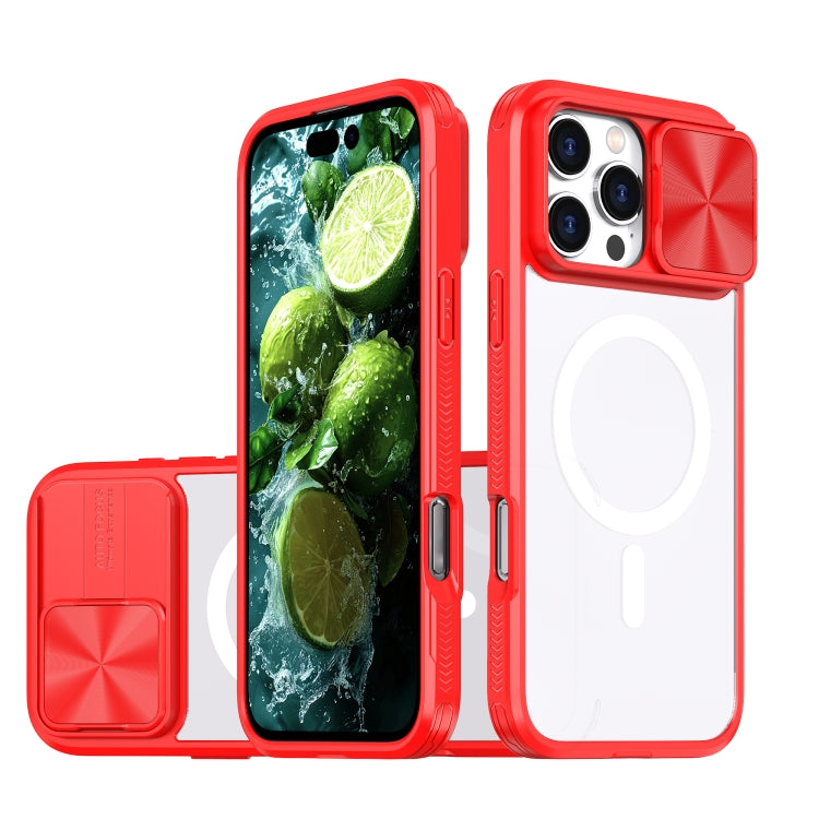 Clear Acrylic + PC + TPU MagSafe Lens Sliding Cover Full Coverage Phone Case, For iPhone 16 Pro Max, For iPhone 16 Pro, For iPhone 16 Plus