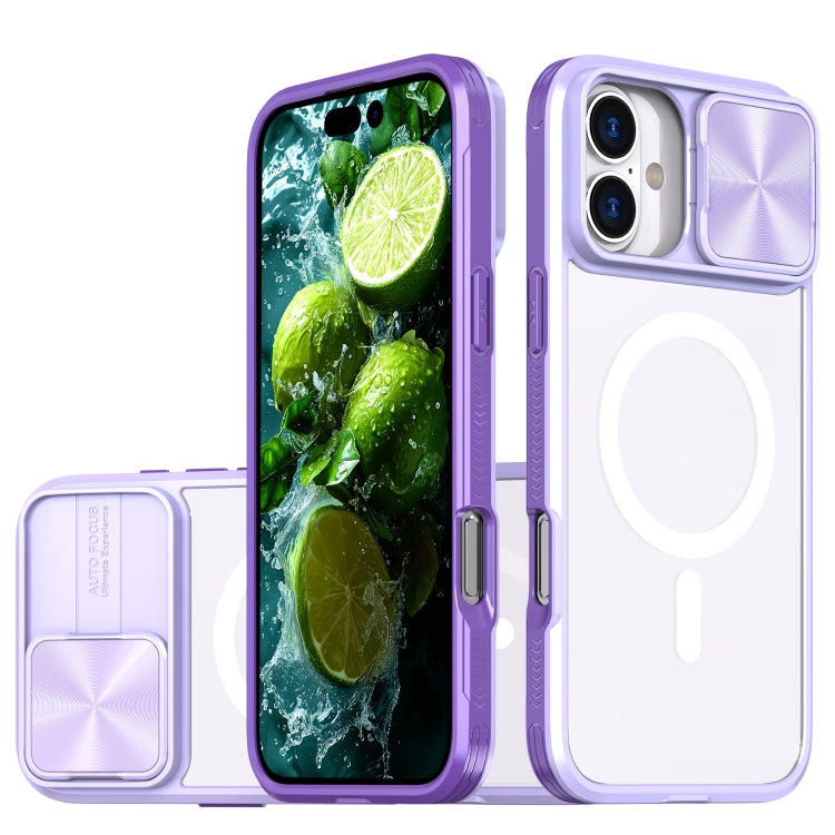Clear Acrylic + PC + TPU MagSafe Lens Sliding Cover Full Coverage Phone Case, For iPhone 16 Pro Max, For iPhone 16 Pro, For iPhone 16 Plus