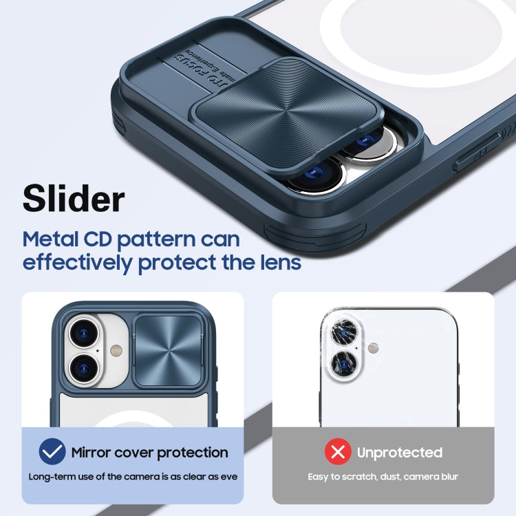 Clear Acrylic + PC + TPU MagSafe Lens Sliding Cover Full Coverage Phone Case, For iPhone 16, For  iPhone 15 Pro Max, For iPhone 14 Plus