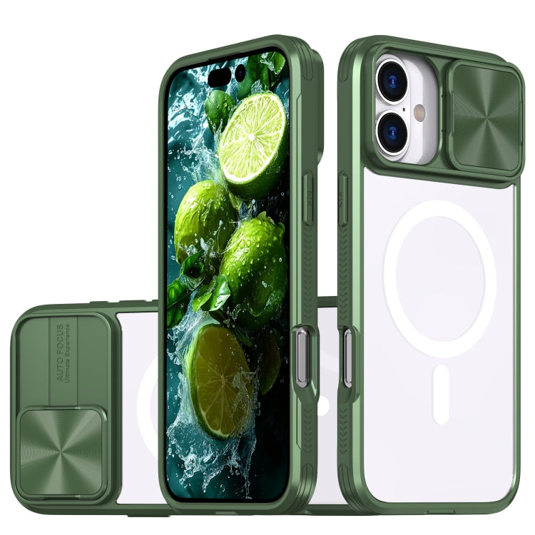 Clear Acrylic + PC + TPU MagSafe Lens Sliding Cover Full Coverage Phone Case, For iPhone 16, For  iPhone 15 Pro Max, For iPhone 14 Plus