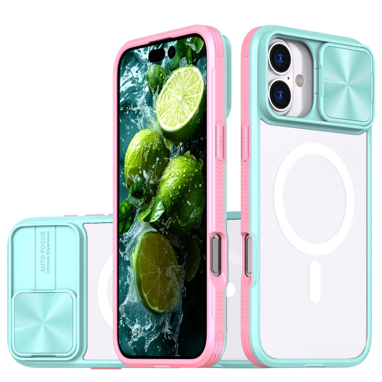 Clear Acrylic + PC + TPU MagSafe Lens Sliding Cover Full Coverage Phone Case, For iPhone 16, For  iPhone 15 Pro Max, For iPhone 14 Plus