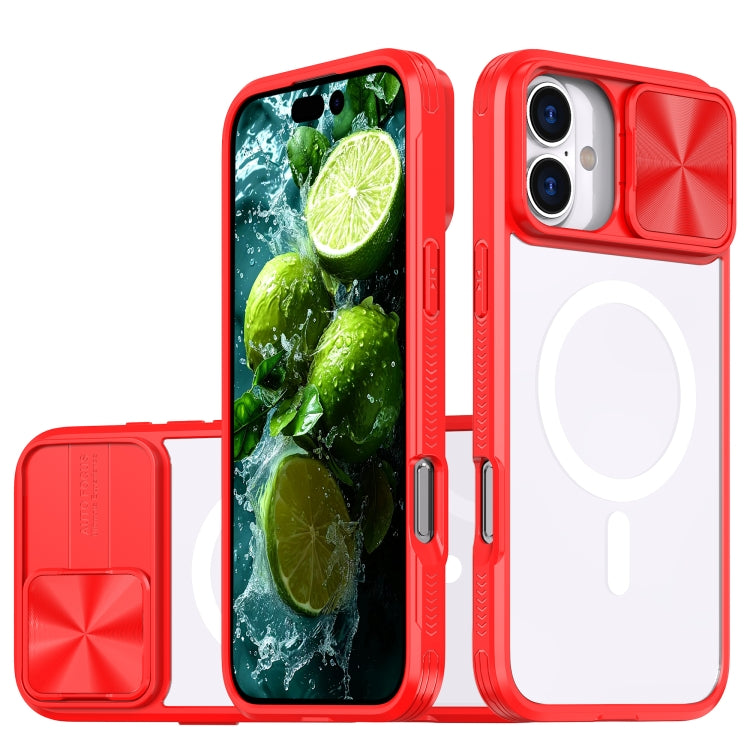 Clear Acrylic + PC + TPU MagSafe Lens Sliding Cover Full Coverage Phone Case, For iPhone 16, For  iPhone 15 Pro Max, For iPhone 14 Plus