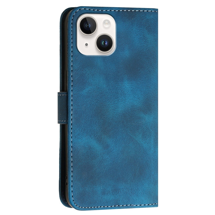 YX0080 Grid Butterfly Embossed Pattern Flip Leather Phone Case with Lanyard, For iPhone 15, For iPhone 14 Plus, For iPhone 14, For iPhone 14 Pro
