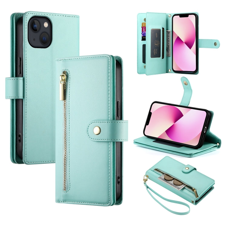 Nine Card-slot Zipper Wallet Bag Leather Phone Case, For iPhone 14 Pro Max, For iPhone 13 Pro Max, For iPhone 13 Pro, For iPhone 13