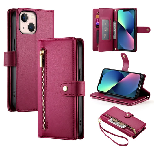 Nine Card-slot Zipper Wallet Bag Leather Phone Case, For iPhone 13 mini, For iPhone 12 / 12 Pro, For iPhone 12 Pro Max, For iPhone 12 mini