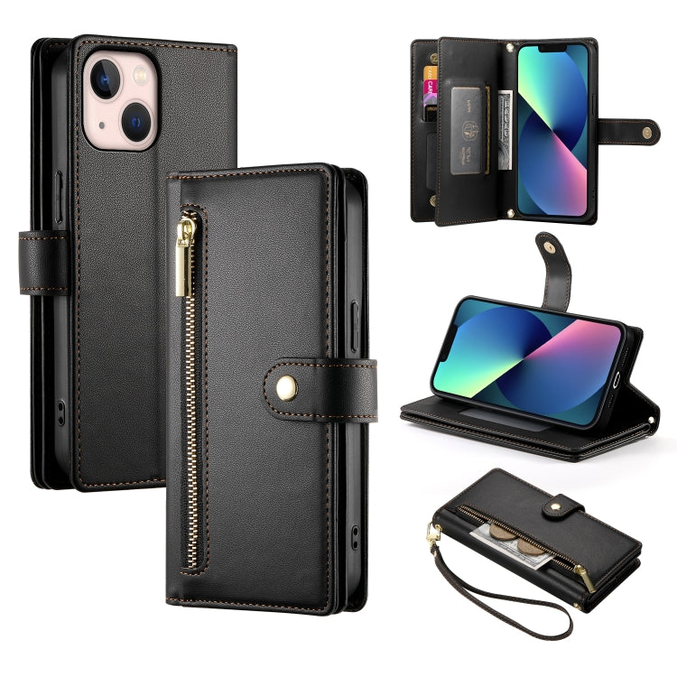 Nine Card-slot Zipper Wallet Bag Leather Phone Case, For iPhone 13 mini, For iPhone 12 / 12 Pro, For iPhone 12 Pro Max, For iPhone 12 mini