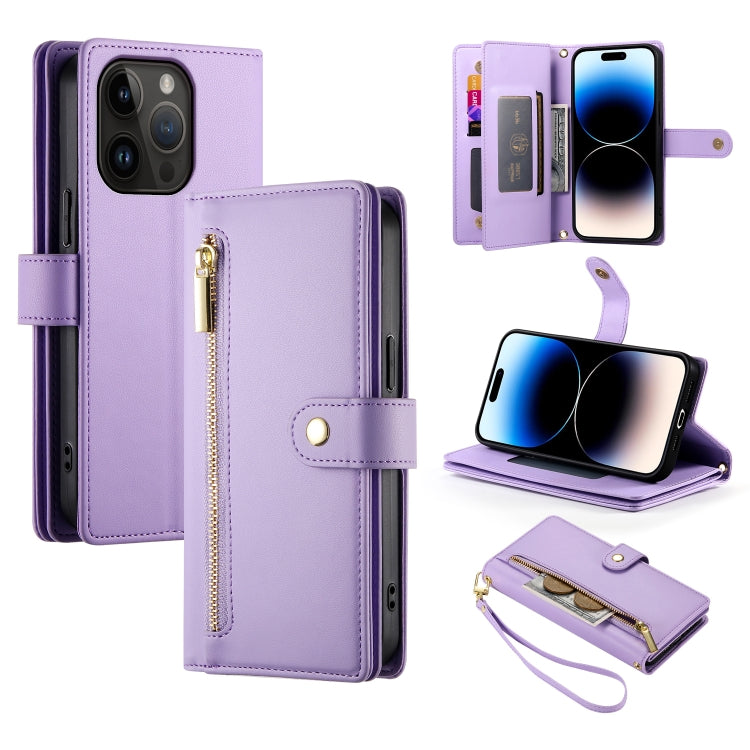 Nine Card-slot Zipper Wallet Bag Leather Phone Case, For iPhone 15, For iPhone 14 Plus, For iPhone 14, For iPhone 14 Pro