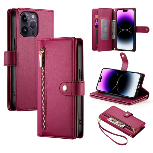 Nine Card-slot Zipper Wallet Bag Leather Phone Case, For iPhone 14 Pro Max, For iPhone 13 Pro Max, For iPhone 13 Pro, For iPhone 13