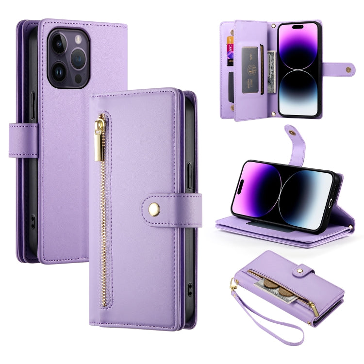 Nine Card-slot Zipper Wallet Bag Leather Phone Case, For iPhone 14 Pro Max, For iPhone 13 Pro Max, For iPhone 13 Pro, For iPhone 13