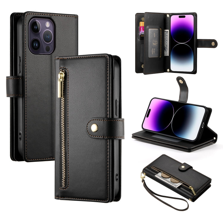 Nine Card-slot Zipper Wallet Bag Leather Phone Case, For iPhone 14 Pro Max, For iPhone 13 Pro Max, For iPhone 13 Pro, For iPhone 13