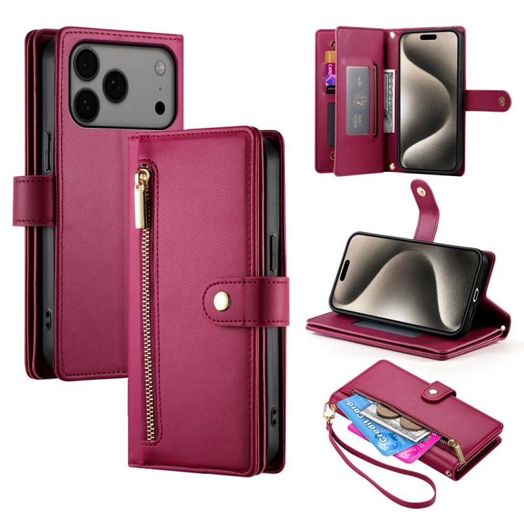 Nine Card-slot Zipper Wallet Bag Leather Phone Case
