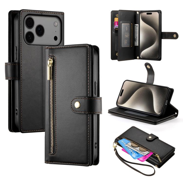 Nine Card-slot Zipper Wallet Bag Leather Phone Case