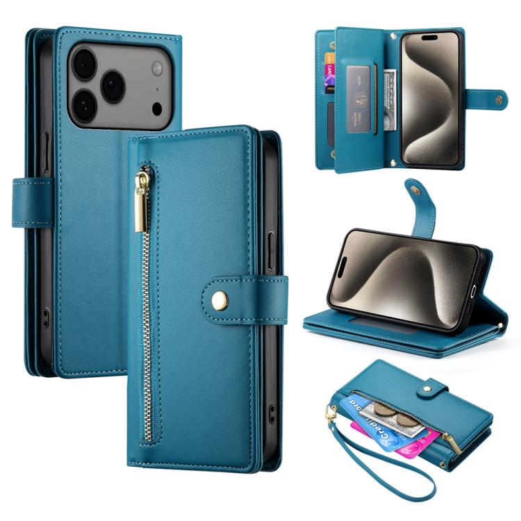 Nine Card-slot Zipper Wallet Bag Leather Phone Case