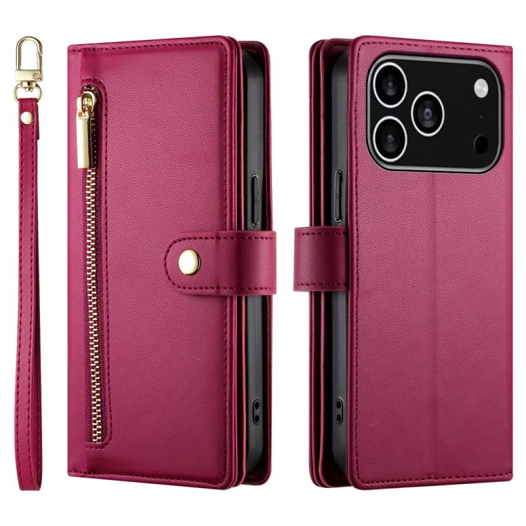 Nine Card-slot Zipper Wallet Bag Leather Phone Case