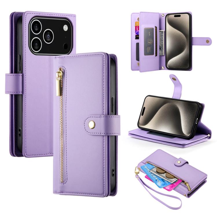 Nine Card-slot Zipper Wallet Bag Leather Phone Case