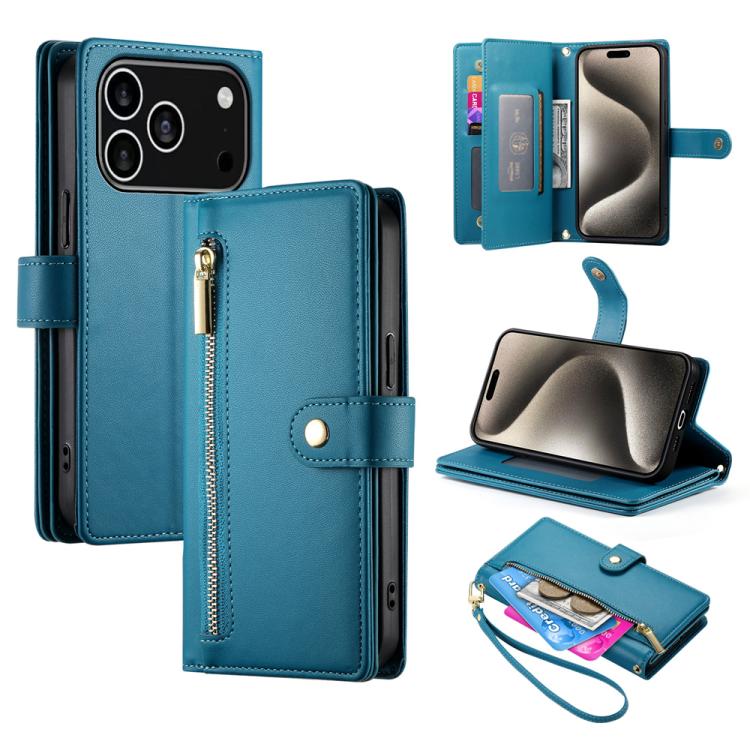 Nine Card-slot Zipper Wallet Bag Leather Phone Case