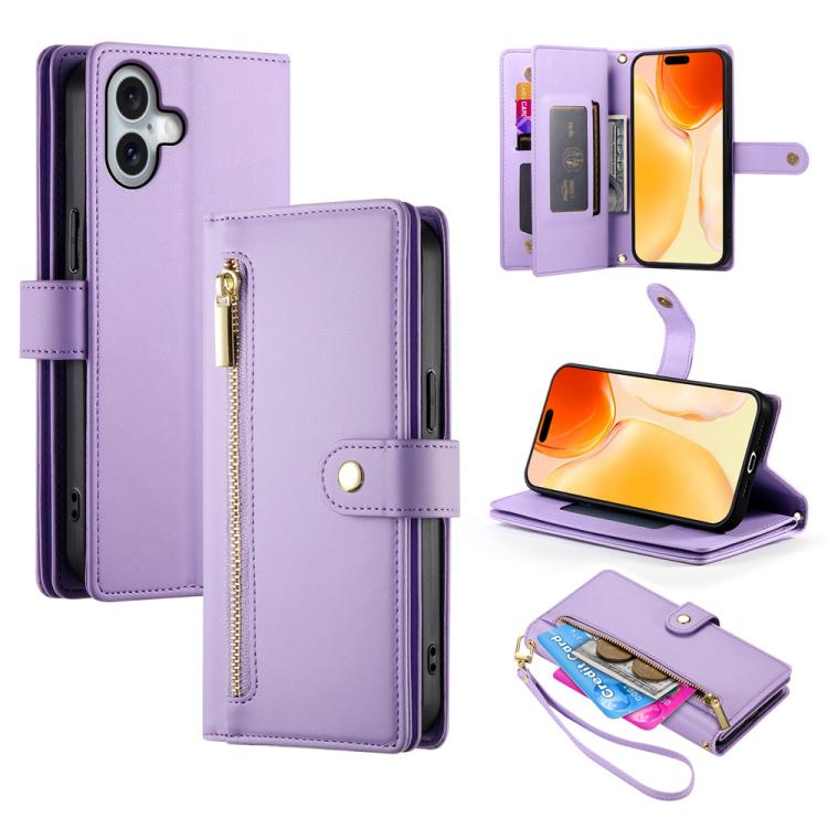 Nine Card-slot Zipper Wallet Bag Leather Phone Case