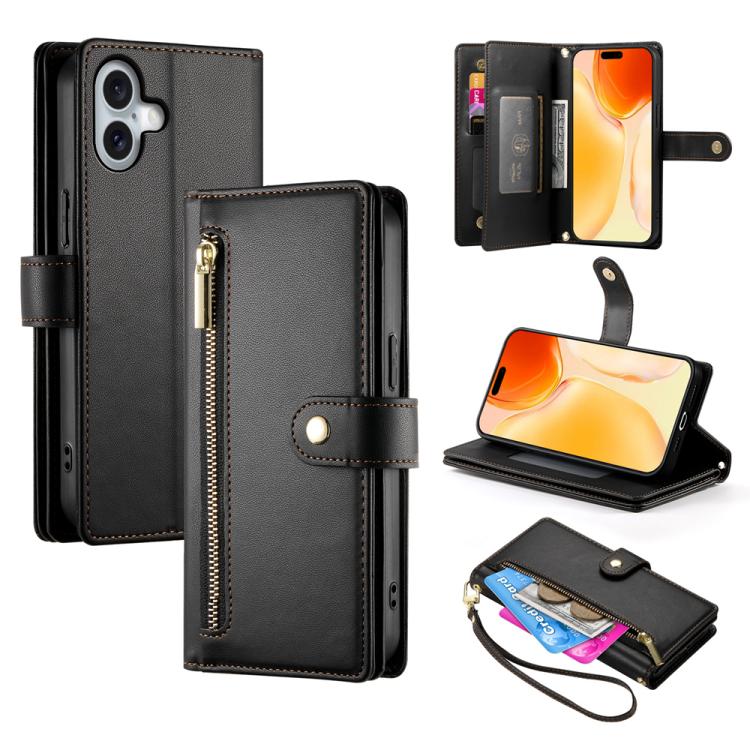 Nine Card-slot Zipper Wallet Bag Leather Phone Case