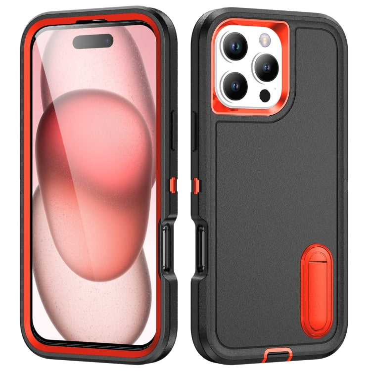 Rugged PC + Silicone Phone Case with Holder, For iPhone 17 Air, For iPhone 16 Pro Max